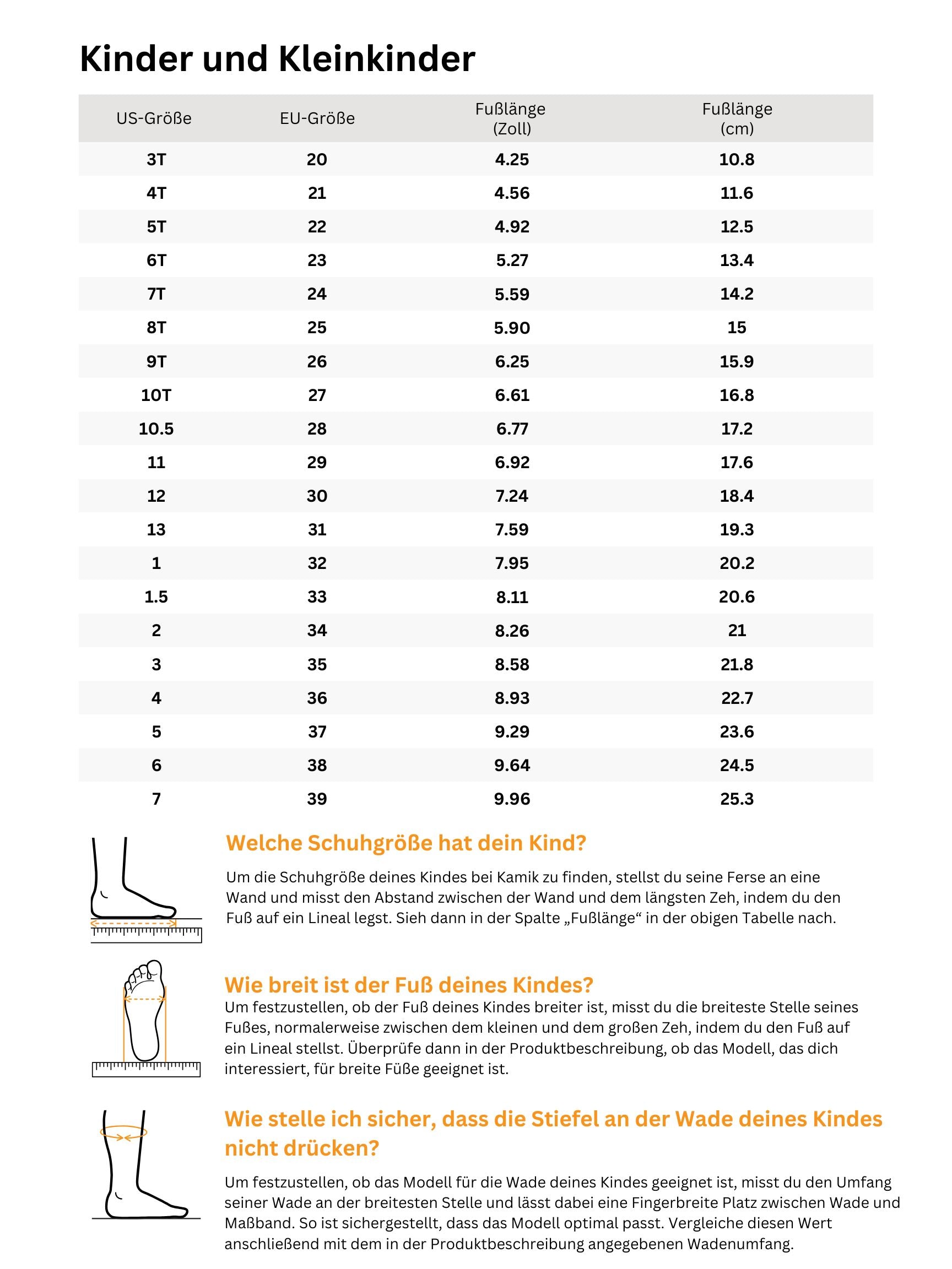 Sizing chart for SOUTHPOLE 4